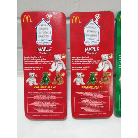 TY Beanie Babies McDonalds International Bears LOT of 4-ALL w/ Errors NEW *RARE* - Picture 7 of 15